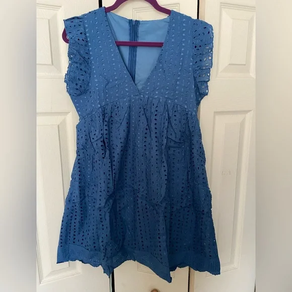 eyelet dress with shorts and pockets So Divine White Eyelet Dress M